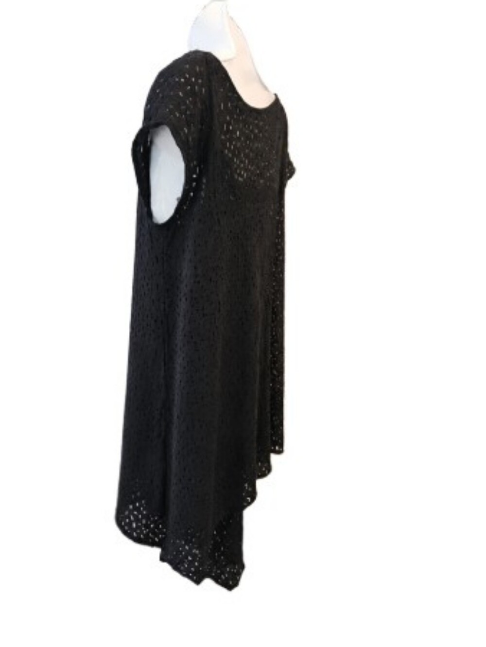 Eileen Fisher Black Laser Cut Layered Top S Minimalist Chic Flowy Oversized - Picture 3 of 9